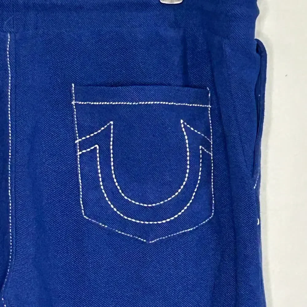 True Religion Graphic Sweatpants Blue Logo Embroidered Joggers 2002 40x 28